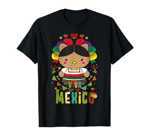 Viva Mexico Mexican Girl Flag Independence Day Girls Kids T-Shirt
