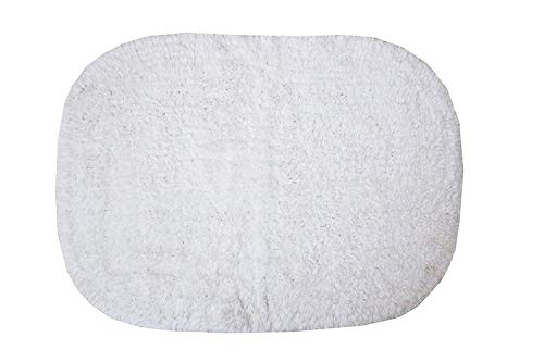 Image of THE HOME TALK Cotton Bathmats | Water Absorbent Runners | Regular Striped Rugs | Floor Mats for Kitchen, Bathroom | Ultra Soft Mats | Non-Slip | Pack of 1 | 40 x 60cm | White