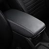 Funda para apoyabrazos de Kia Soul 2014-2019, negra con costuras negras 4