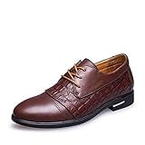  Spades & Clubs Elegante Schuhe, Herren, 6,1 cm hoher versteckter Absatz, echtes Krokoleder, für Hochzeiten/ formale Anlässe, braun - braun - Größe: 40 2/3 EU