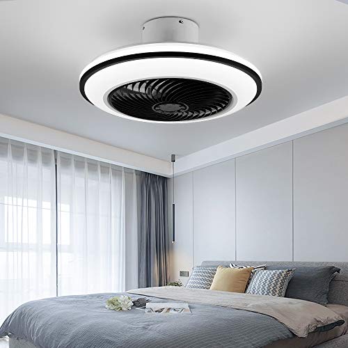 Iyunxi Led Modern Ceiling Fan With Lights,Flush Mount Dimmable Black Fan With Remote Control,Enclosed 72W 3-Color Speed Low Profile Ceiling Fan For Bedroom Living Room #TOP6
