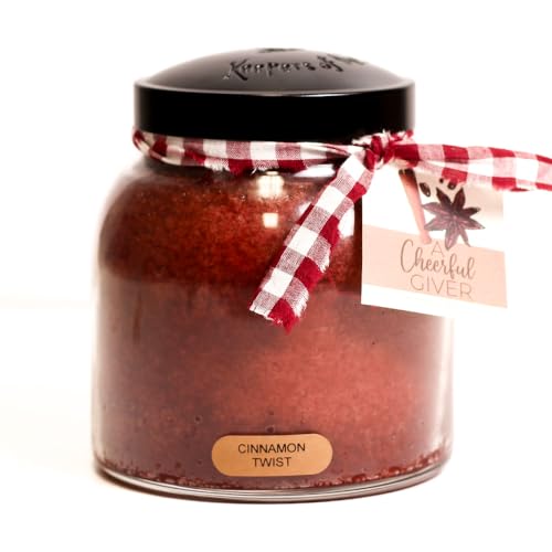 A Cheerful Giver — Cinnamon Twist - 34oz Papa Scented Candle Jar with Lid - Keepers of the Light - 155 Hours of Burn Time, Gift for Women, Red