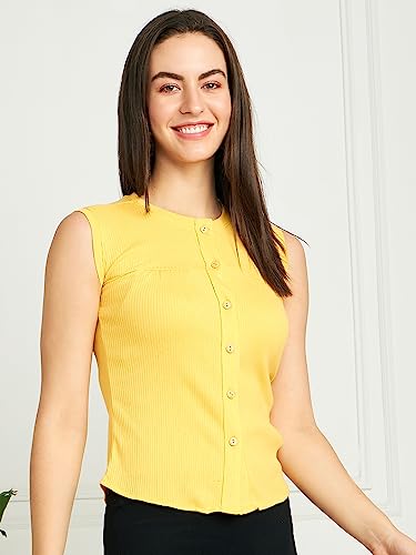 Image of Modeve Women Ribbed Sleeveless Fitted Top for Summer