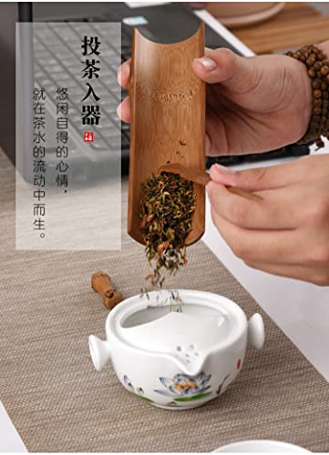Image of Convenient Teapot Cup Porcelain Teacup White Glazed Travel tea set (Colorful lotus set)