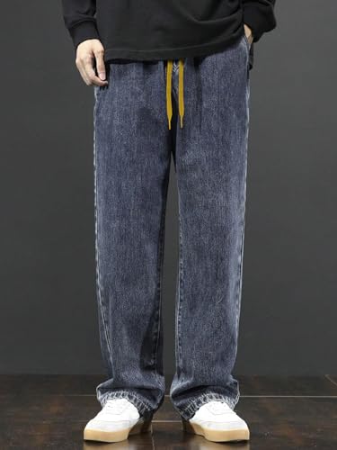 Image of GRECIILOOKS Men Jeans || Baggy Fit Jean's for Man || Loose Fit High Rise Denim || Stretchable Casual Wear Jean,s || Dance Rap Rapping Style Pant for Men || Denim Cotton Jeans