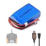 7.4V 4000mAh 8C Rechargable Lipo Battery Compitable with Spektrum TX DX8 DX9 Transmitter and 2S USB Charging Cable