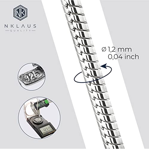 Chaîne serpent argent 925 véritable collier fin 1,20 mm