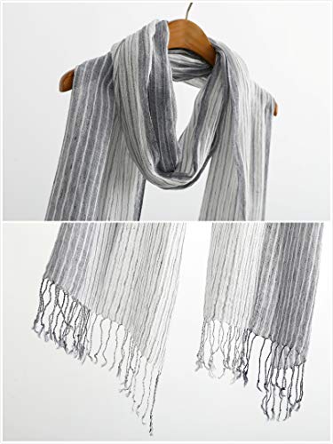 Jeelow 100% Linen Scarf Shawl Wrap Lightweight Scarfs Scarves For Men And Women (Black Stripes) #TOP5