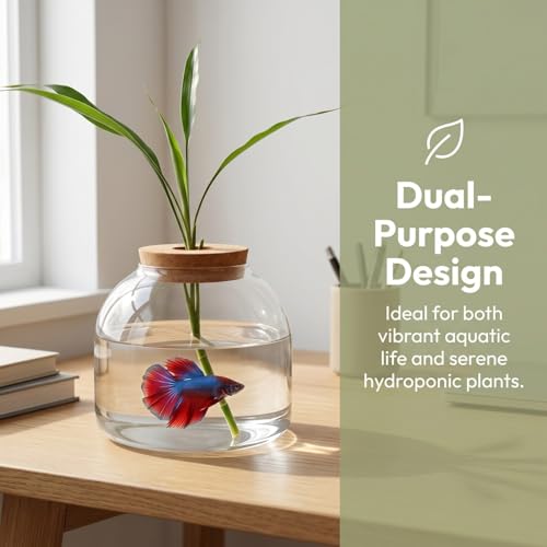 Image of POPETPOP Glass Terrarium with Cork Lid - Glass Fish Tank Plant Terrarium, Tabletop Succulent Planter Aquarium for Hydroponic Plant & Small Fish - for Home, Office Decor