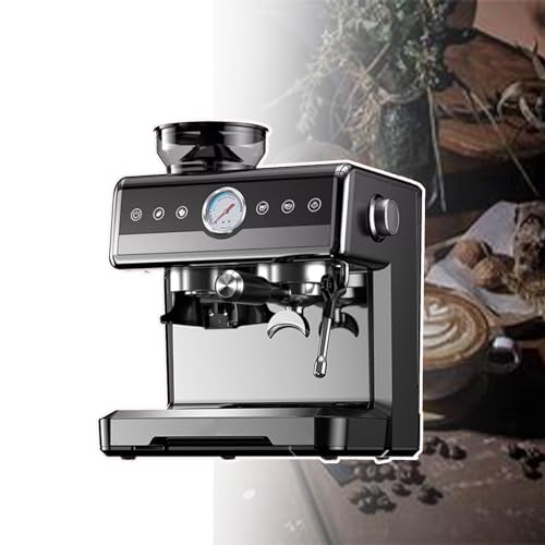 Máquina de espresso semiautomática con molinillo, sistema de calefacción doble, tanque de agua extraíble y espumador de leche para un fácil funcionamiento y limpieza