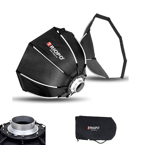 Triopo Softbox 35.4in/90cm Octagon Soft Boxes Quick Release, Bowen Mount Umbrella Fotografía Softbox Modificador Difusor de luz para Bowen Mount Flash Speedlight Speedlite LED Video Light (K2-90)