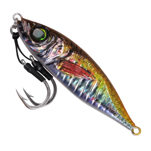 Slow Pitch Jigs Saltwater Fishing Jigging Lures Glow Vertical Metal Jigs with Assist Hooks Butterfly Jigs 3D Printing Offshore Deep Sea Ocean Fishing Pitching Lures for Tuna Kingfish Bluefin