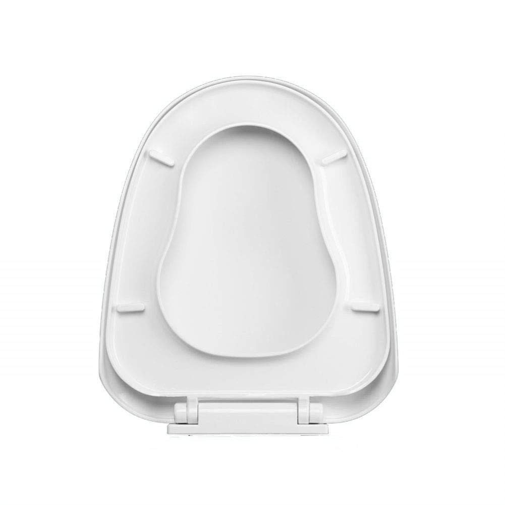 Asientos de inodoro, cubierta universal grande en forma de U, engrosamiento con silencio de caída, cierre suave, montado en la parte superior (blanco, 46 x 39,5 cm)