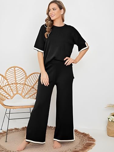 Image of TYSORT Women Casual Summer co ords Set Track Suit Oversized Top Baggy Pant,Top and Pajama Set