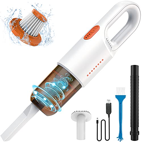 Handheld Vacuum, JUSTSTONE Vacuum Cleaner Hand Vacuum Cordless Rechargeable, Car Vacuum Portable Vacuum Cleaner with Strong Suction, Wet Dry Use,High Power for Home,Car,Office,Pet Hair Travel Cleaning
