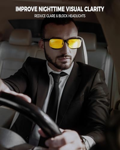 Clip on Polarized Night Vision Glasses Flip up Sunglasses to Wear Over Prescription Glasses for Night Driving 2 Pack2