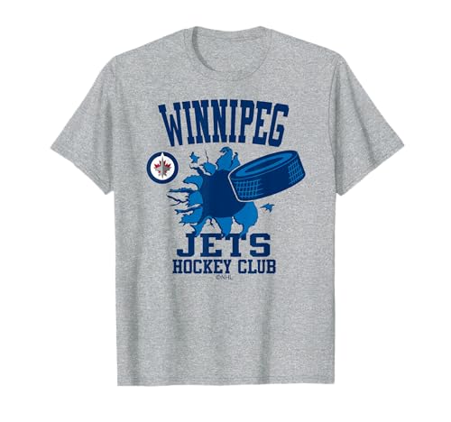 Winnipeg Jets Hockey Puck Burst Gray Officially Licensed T-Shirt