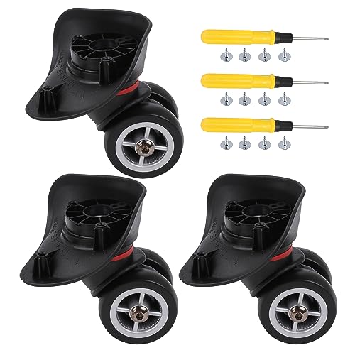 3Pcs Universal Swivel Wheel Right (Small) Suitcase Wheel (3R) 115W Series W042 Wheel Replacement Black