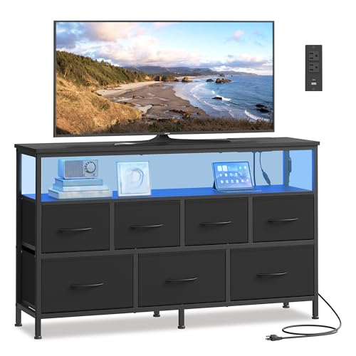 SONGMICS BELLAH Collection - Dresser for Bedroom with App-Controlled LED Lights and Charging...