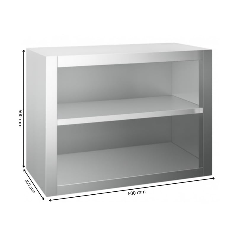 Générique Wandschrank, Edelstahl, offen, 600 x 400 x 600 mm – Wandregal für die professionelle Küche