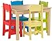 Phoenix Home Fermo Kid’s Natural Wood Table and Primary-Color Chair Set (Red, Yellow, Green, Blue)