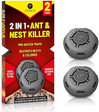 FERRIS | 2pk Ant Killer Bait Station Destroys Ants and their Nests | Ant Traps used Indoors, Kills Ant Colonies Use at Home & Garden | Strongest Control System - Clean and Easy to Use, Creates No Mess