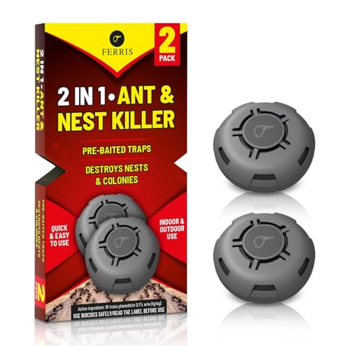FERRIS | 2pk Ant Killer Bait Station Destroys Ants and their Nests | Ant Traps used Indoors Kills Ant Colonies Use at Home & Garden | Strongest Control System - Clean and Easy to Use Creates No Mess