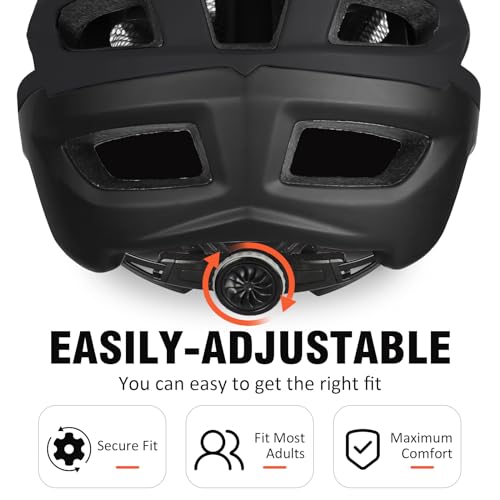 Bosoar Mountain Bike Helmet,Adult Cycling Helmet with Camera Mount and Detachable Visor for Men Women Youth,Suggested Fit 55-61 Cm