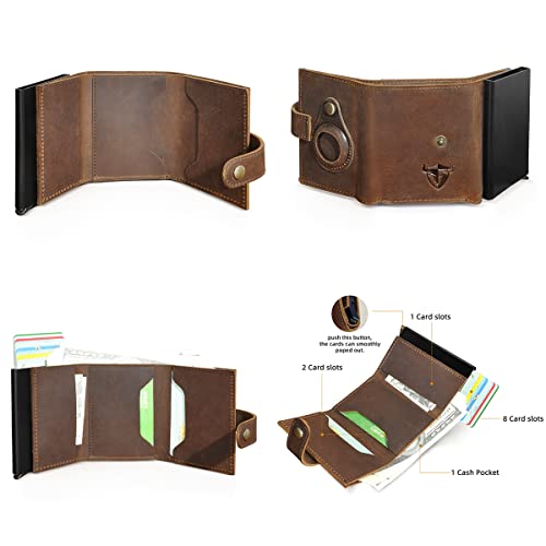 Thick Crazy Horse Leather Travel Gift Front Pocket With Coin Pocket Card Case Organizer Rfid Wallet For Men Male 1694 (X-1685-Brown)3