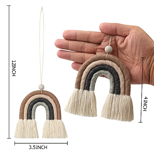Image of BOHO GARDEN Macrame Rainbow Charm - Essential Oil Diffuser for Cars, Baby Nursery, Children's Bedroom & Home Decor - Colorful Decorative Hanging Air Freshener & Accessories - 3.5x4 - Espresso