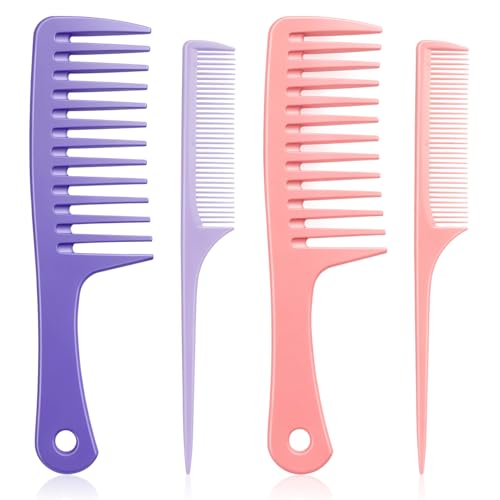 Peine ancho para rizos Mabor 4 piezas rosa y morado miniatura 1