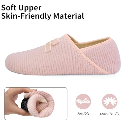 Image of WateLves Womens & Mens Lightweight Cozy Faux Furry House Slippers - Rubber Sole Slip On Sock Shoes - Foldable Travel Slippers - Indoor & Outdoor