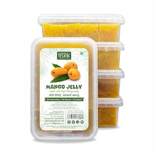 Nature's Trunk Mango Jelly | Aam Papad/Mamidi Thandra | Sun-Dried Traditional Fruit Snack | Ripe Mango Pulp | No Preservatives | Natural Sweet Candy | Healthy Indian Fruit Treat (750g)