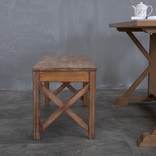 Banco de madera maciza campestre para comedor pasillo y dormitorio 6