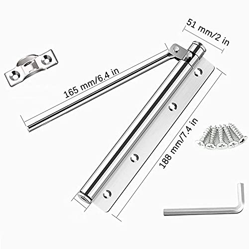 2 Stücke Automatisch Türschließer, Automatisches Schließen Stangentürschließer, Türschließer Leichte, Türschließer aus Aluminiumlegierung mit Schraube und Schraubenschlüssel, für Zuhause (Silber)