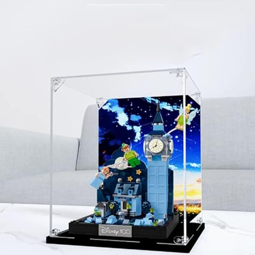 Caja expositora acrílica, compatible con Lego 43232 Flying to London, caja transparente de almacenamiento, utilizada para proteger el modelo (solo vitrina (fondo pintado)