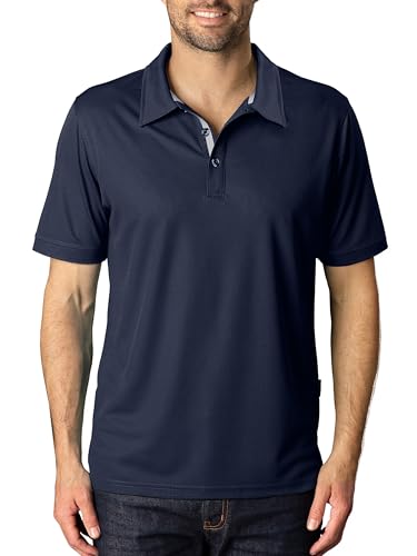 Image of FlowTech Men's Performance Polo Shirt DryMax Quick‑Dry Pinhead Texture Breathable Moisture‑Wick Odor‑Free