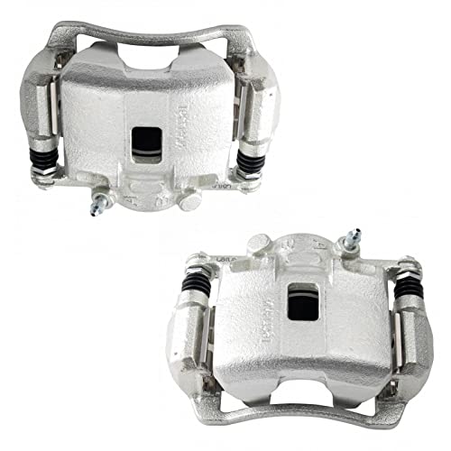 Image of TRQ Front Left and Right Brake Caliper Set 2 Piece Caliper Brackets Hardware for 2002-2006 Acura RSX Base 2003-2011 Honda Civic Hybrid 2009-2011 Civic Hybrid-L 2004-2005 SI 2007-2008 Fit