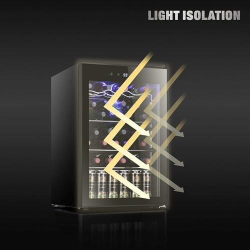 Image of Antarctic Star 36 Bottle Wine Cooler /Cabinet BeverageRefrigerator Small Mini Wine Cellar Beer Soda Bar Fridge Quiet Operation Compressor Adjust Temperature Freestanding Black, 4.4 Cu. ft