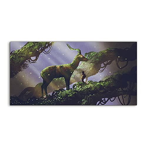 Image sur verre 140x70cm de cerf grimpant pour mur de salon