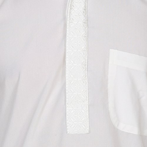 Traje Pathani bordado premium en algodón mezclado blanco para caballero 2