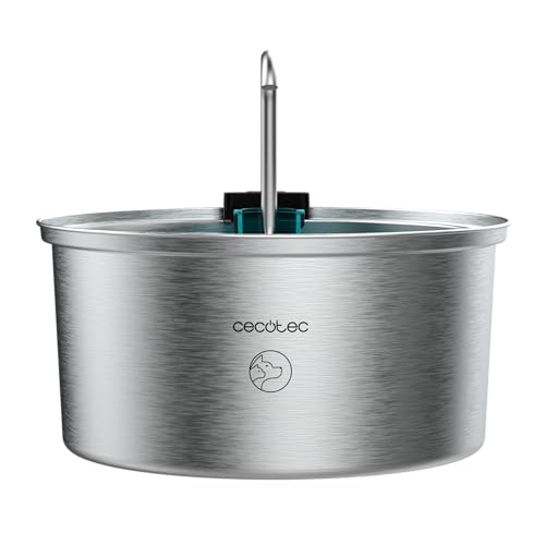 Cecotec Fuente para Gatos Automática Mascotas Pumba 3200 Refresh INOX. Capacidad de 3,2L, Acero Inoxidable, Filtro Alto Rendimiento, Silenciosa, Diseño de Cascada, IPX4, Fácil Limpieza