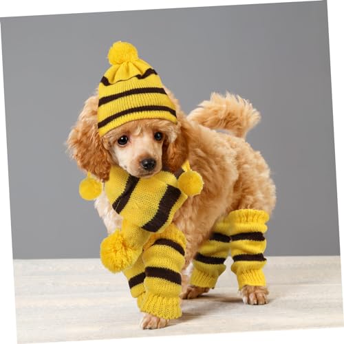 Bufanda y gorro tejido para perro tamaño S miniatura 3