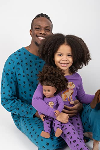 Leveret Matching Doll & Girls Pajamas 100% Cotton Dog Paw Purple (Size 5 Years)