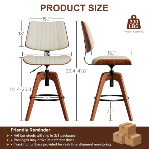 Image of Counter Height Stools set Of 4, Adjustable Mid Century Kitchen Bar Stools