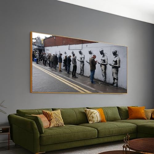 Pósteres de grafiti urbanos de humanos vs robots, lienzo decorativo de 21x30 cm sin marco