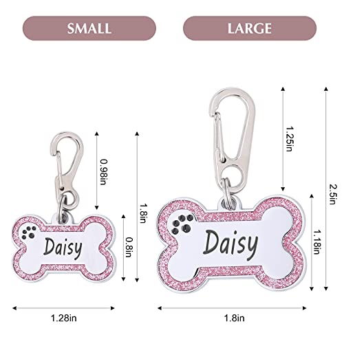 Personalized Stainless Steel Pet ID Tags with Glittery Bone Design - DEEP Engraved Dog Tags Engraved for Pets Customized with 5 Lines Dogs and Cats Pets - Image 7
