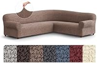 Paulato Sectional Sofa Cover - Corner Couch Cover - Corner Slipcover - Cotton Fabric Slipcovers - 1-Piece Form Fit Stretch Furniture Slipcover - Camel (Corner Sofa)