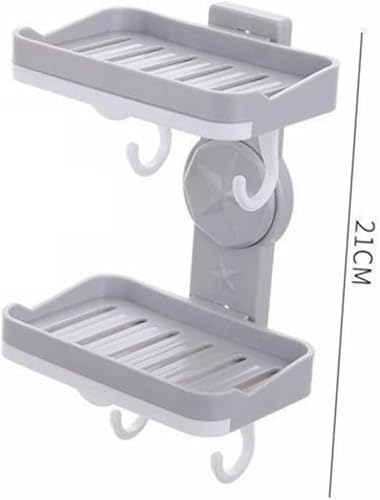 Miniatura 5 de Alipis Jabonera de plástico con ventosa, soporte de estante de pared, soporte de estante de jabón, estante de secado de jabón, escurridor de pared,