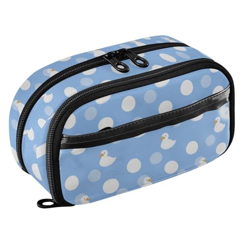 siphylline Estuche con compartimentos para mujer, diseño de pato y lunares, fácil de organizar, estilo gótico, color azul